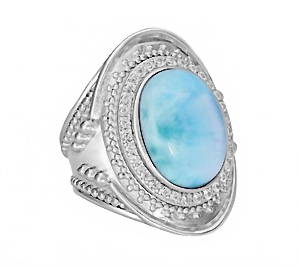 NEW DALLAS PRINCE larimar ring in silver